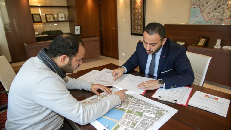 Investisseurs étrangers et agents locaux collaborant pour une Location Appartement Marrakech réussie.